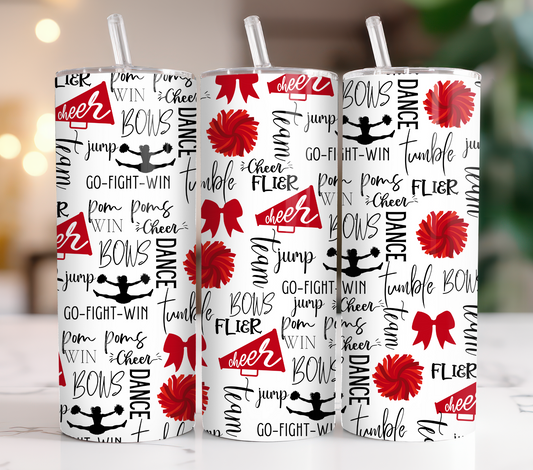 Cheer Tumbler - White & Red