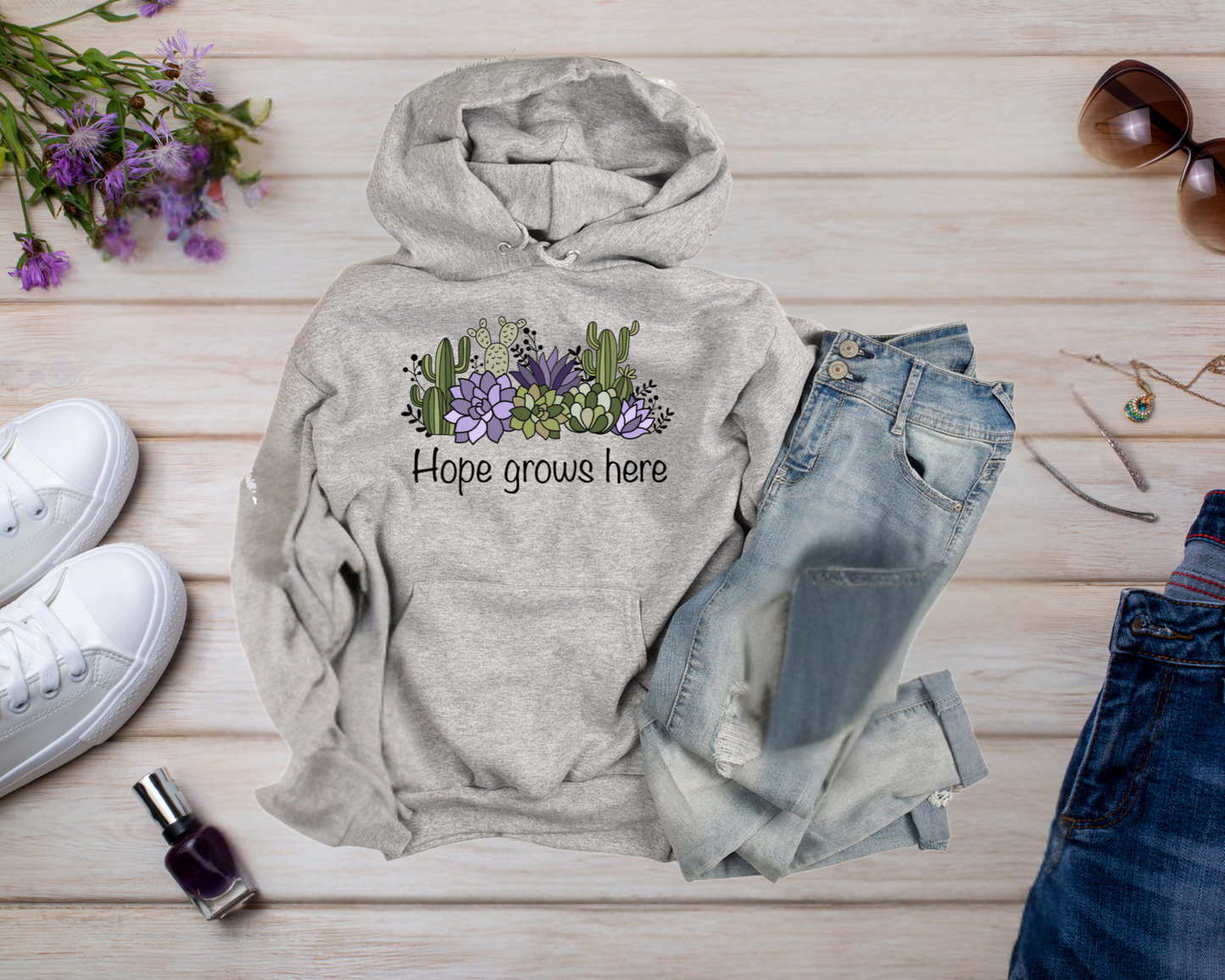 HOPE GROWS HERE CACTUS HOODIE