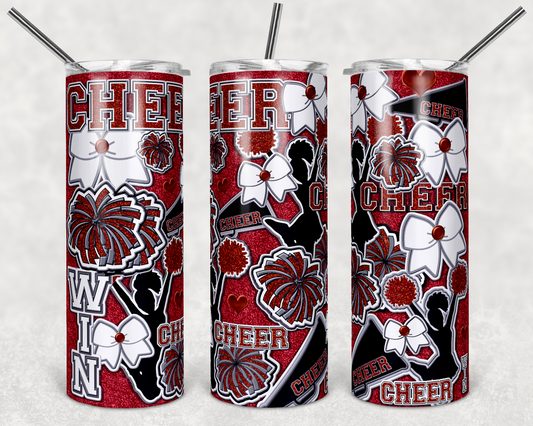 Red Glitter Cheer Burst Tumbler