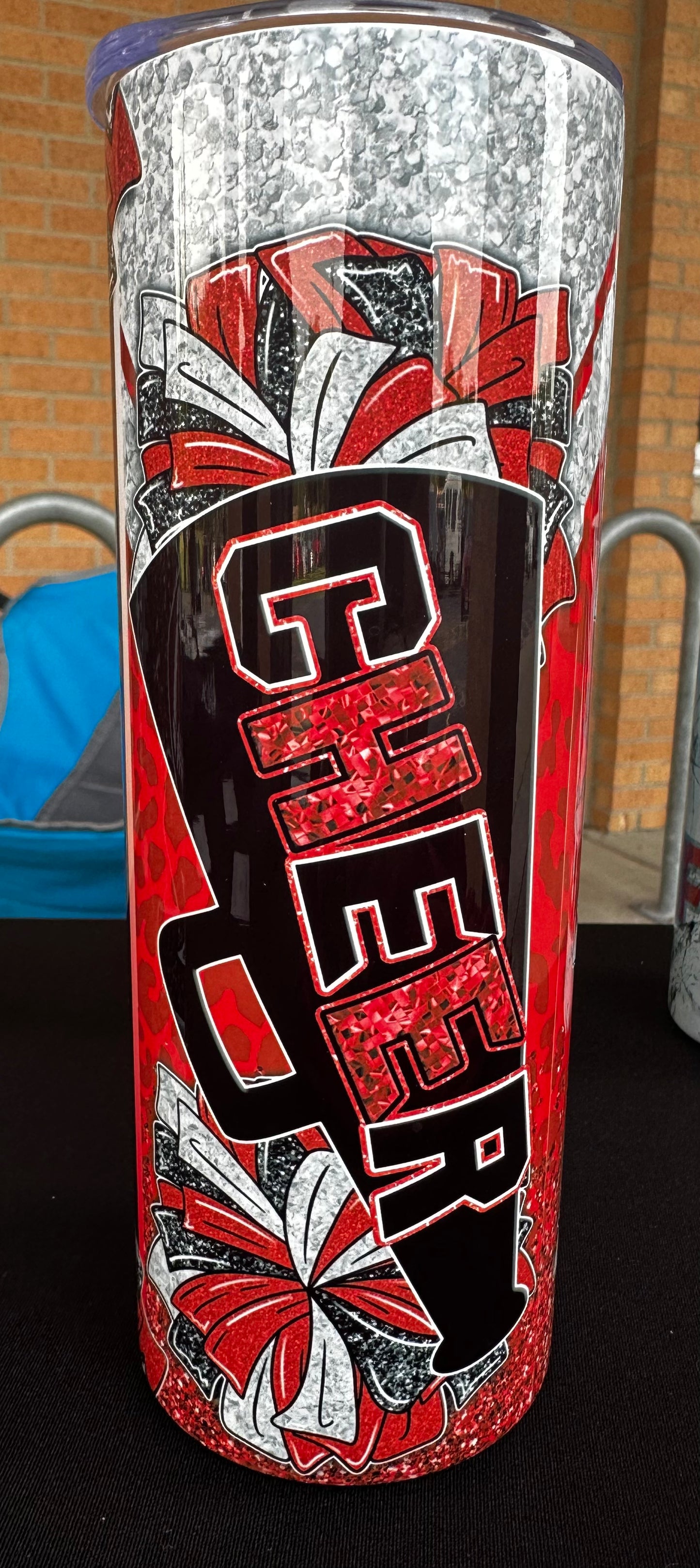 Falcons Cheer 20 oz skinny tumbler