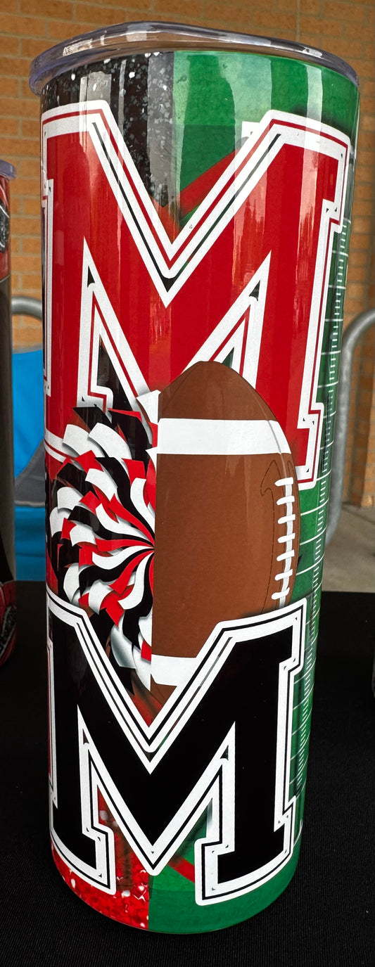 Football and cheer mom 20 oz skinny tumbler